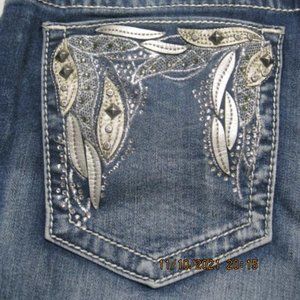 Miss Me Jeans Size 34 Blue Tagged 31 Inseam Embroidered Jeweled Studded